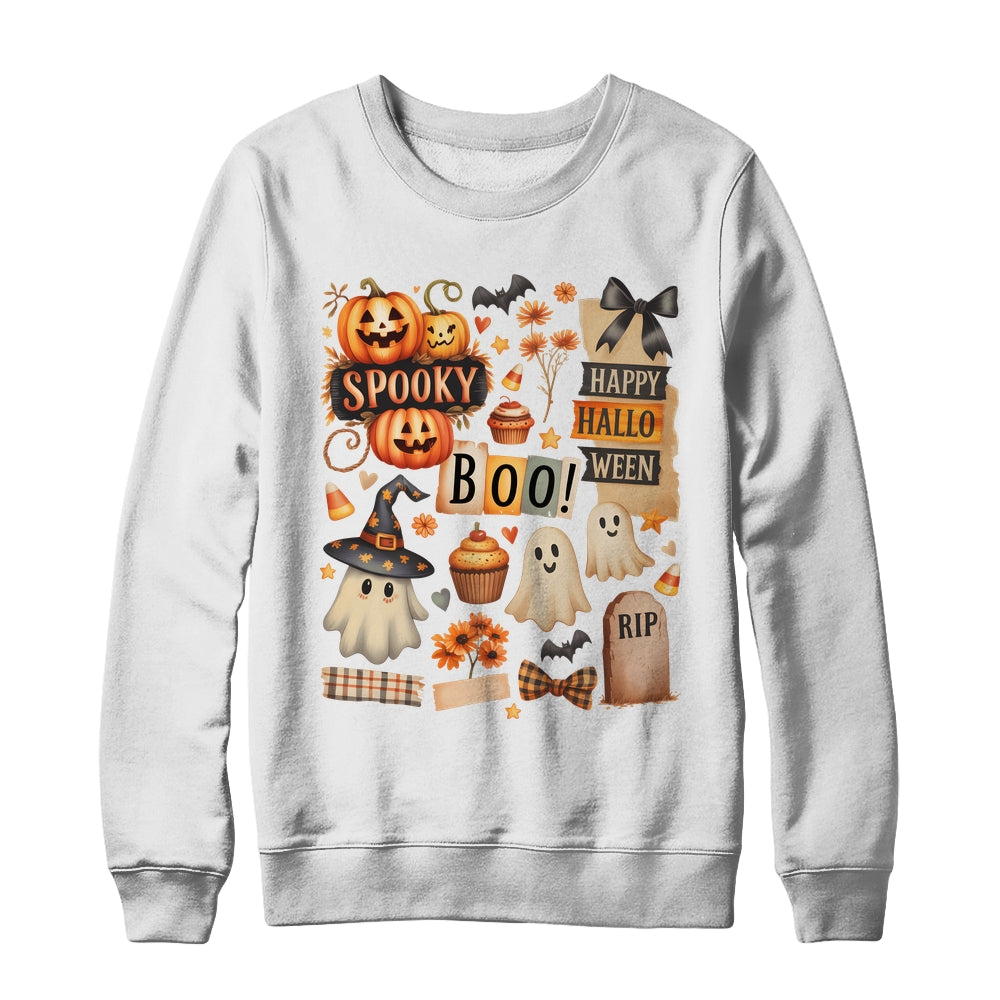 Halloween Pumpkin Boho Floral Fall Autumn Spooky Season Shirt & Sweatshirt | siriusteestore