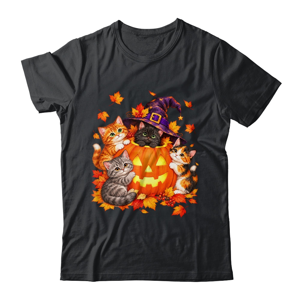 Halloween Pumpkin Cats Witch Hat Cute Kittens Graphic Shirt & Sweatshirt | siriusteestore