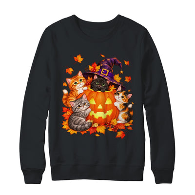 Halloween Pumpkin Cats Witch Hat Cute Kittens Graphic Shirt & Sweatshirt | siriusteestore