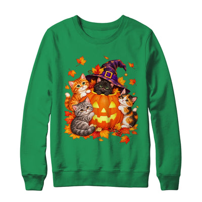 Halloween Pumpkin Cats Witch Hat Cute Kittens Graphic Shirt & Sweatshirt | siriusteestore