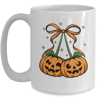 Halloween Pumpkin Cherries Fall Autumn Girly Coquette Bow Mug | siriusteestore