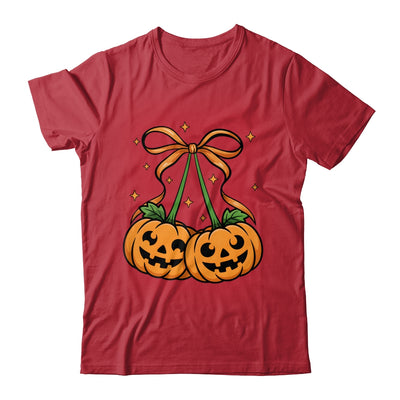 Halloween Pumpkin Cherries Fall Autumn Girly Coquette Bow Shirt & Sweatshirt | siriusteestore