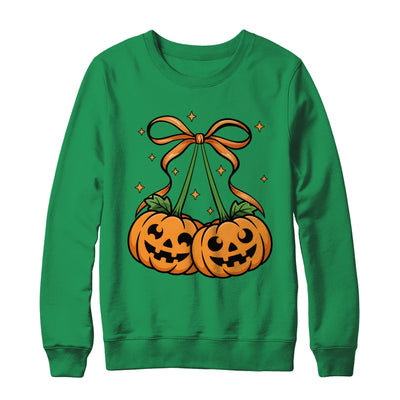 Halloween Pumpkin Cherries Fall Autumn Girly Coquette Bow Shirt & Sweatshirt | siriusteestore