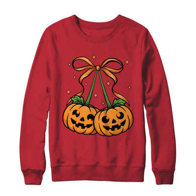 Halloween Pumpkin Cherries Fall Autumn Girly Coquette Bow Shirt & Sweatshirt | siriusteestore
