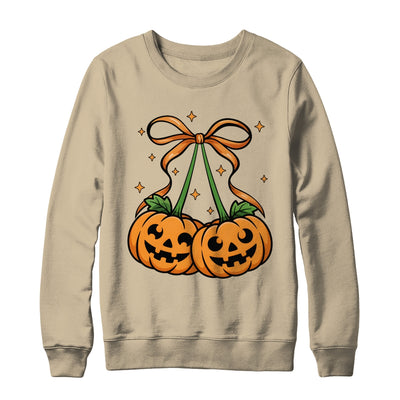 Halloween Pumpkin Cherries Fall Autumn Girly Coquette Bow Shirt & Sweatshirt | siriusteestore