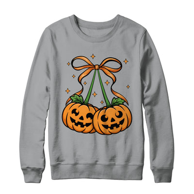 Halloween Pumpkin Cherries Fall Autumn Girly Coquette Bow Shirt & Sweatshirt | siriusteestore