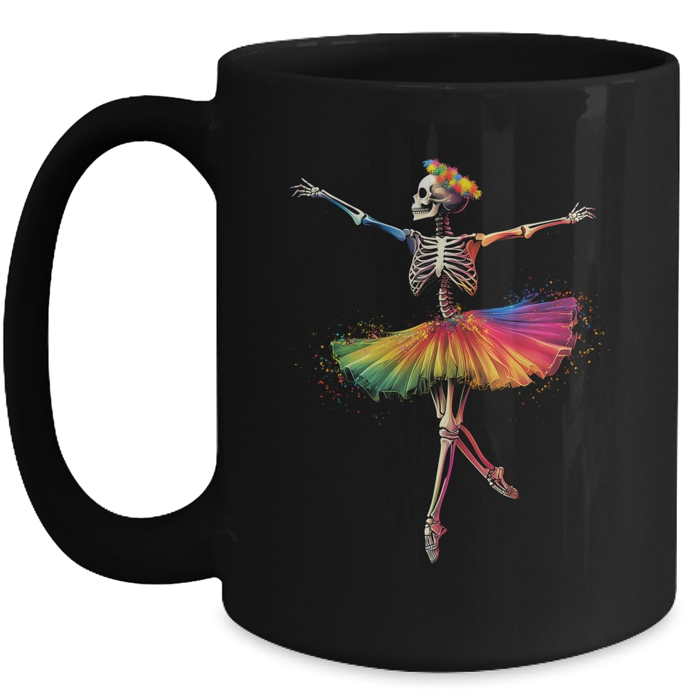 Halloween Skeleton Dancing Rainbow Ballerina Girls Women Mug | siriusteestore