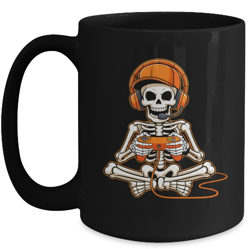 Halloween Skeleton Gamer Video Gaming Boys Men Kids Teens Mug | siriusteestore