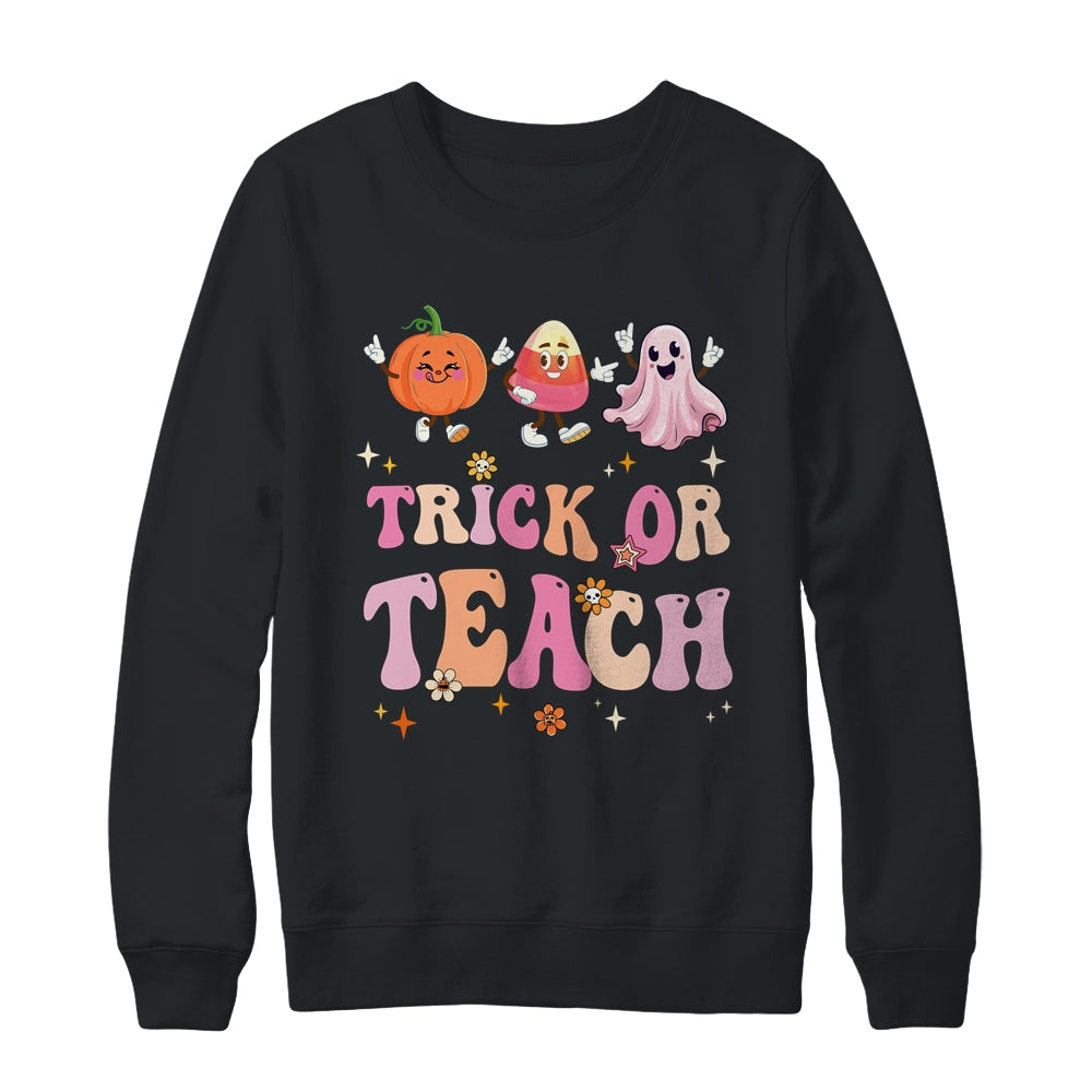 Halloween Teacher Trick Or Teach Funny Ghost Cute Pumpkin Shirt & Sweatshirt | siriusteestore