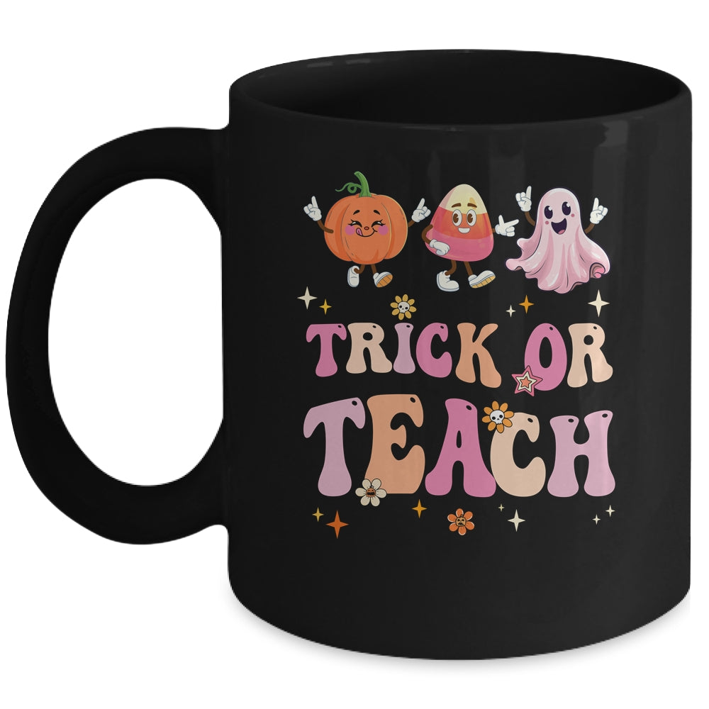 Halloween Teacher Trick Or Teach Funny Ghost Cute Pumpkin Mug | siriusteestore