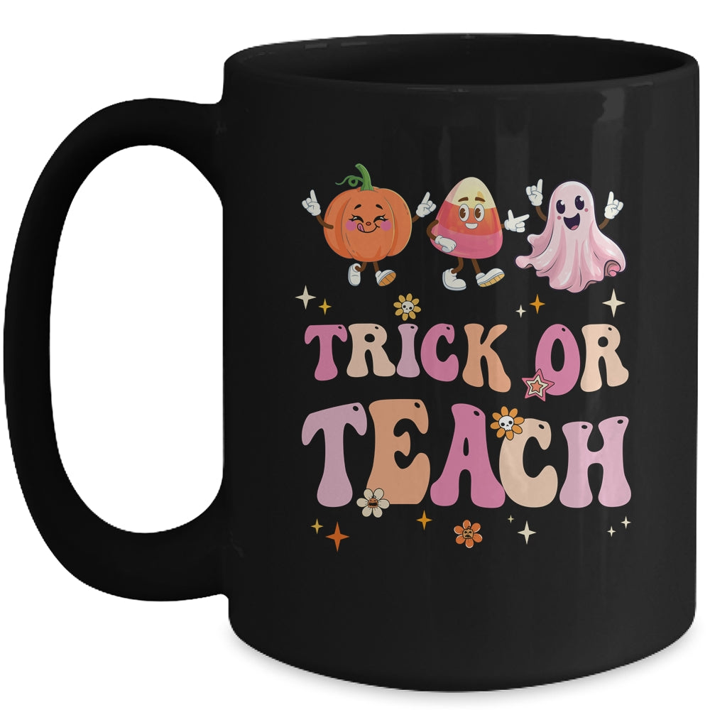 Halloween Teacher Trick Or Teach Funny Ghost Cute Pumpkin Mug | siriusteestore