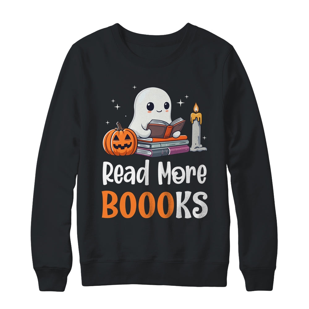 Halloween Teacher Women Cute Reading Ghost Read More Books Shirt & Sweatshirt | siriusteestore