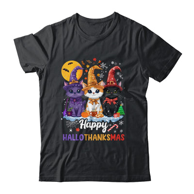 Halloween Thanksgiving Christmas 2024 Hallothanksmas Cats Shirt & Sweatshirt | siriusteestore