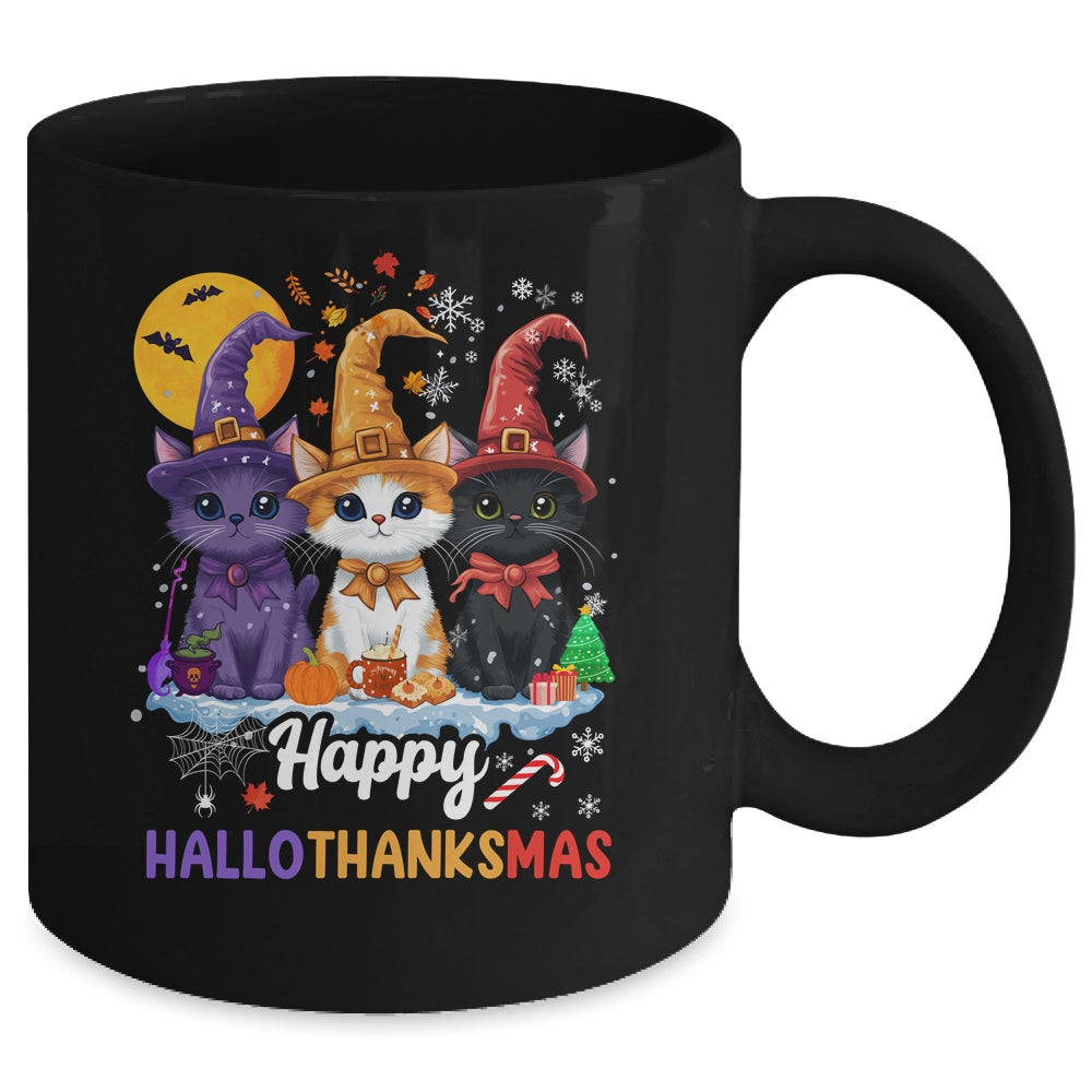 Halloween Thanksgiving Christmas 2024 Hallothanksmas Cats Mug | siriusteestore