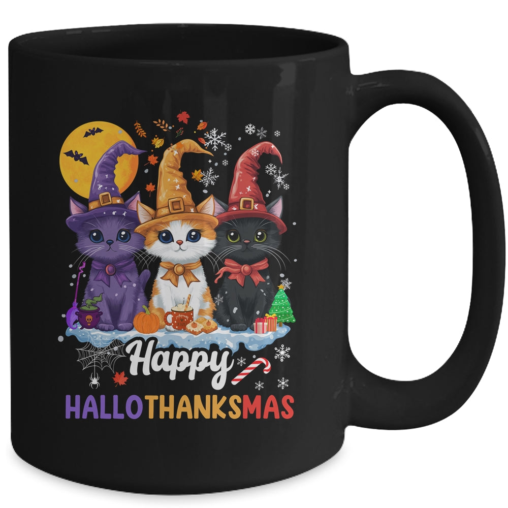 Halloween Thanksgiving Christmas 2024 Hallothanksmas Cats Mug | siriusteestore