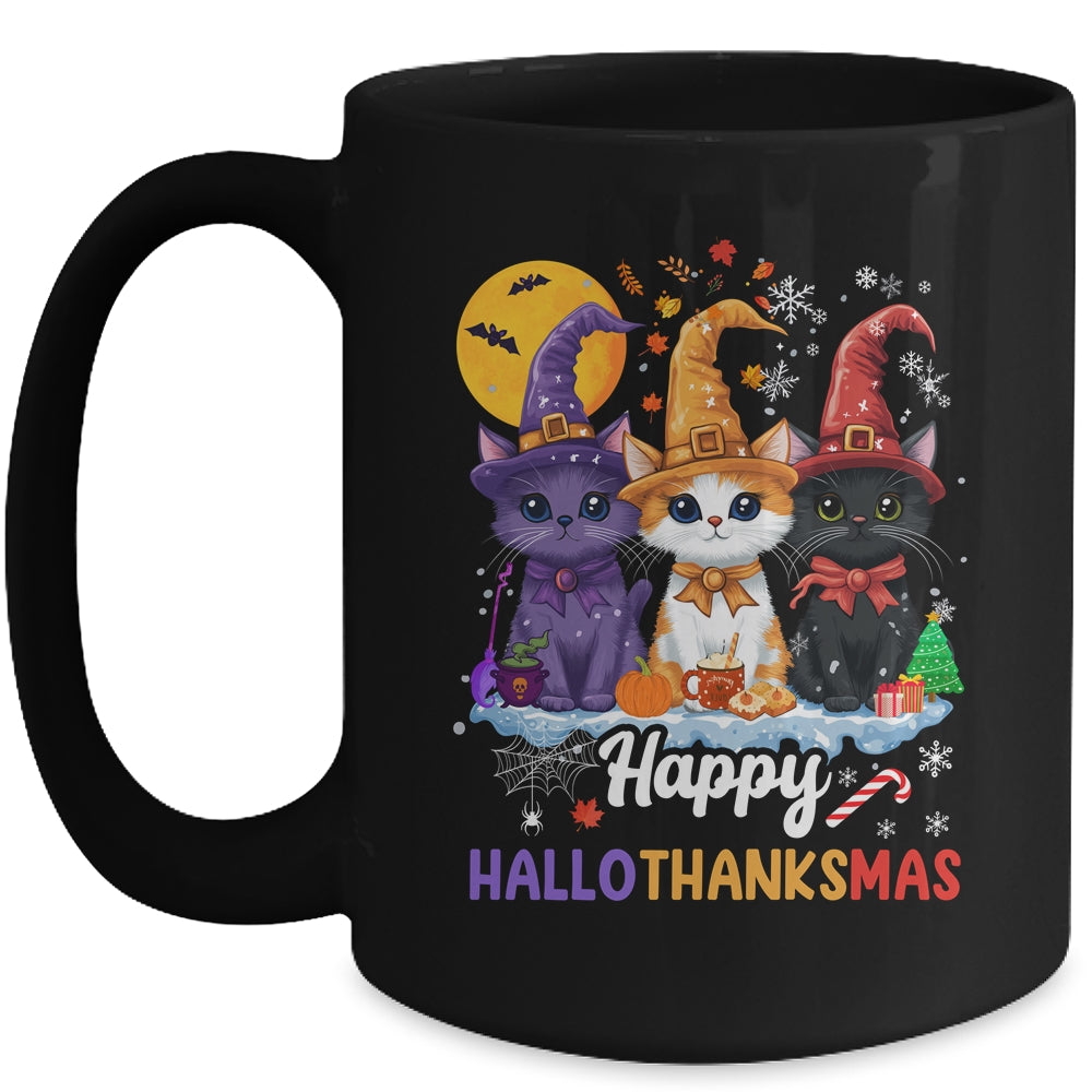 Halloween Thanksgiving Christmas 2024 Hallothanksmas Cats Mug | siriusteestore