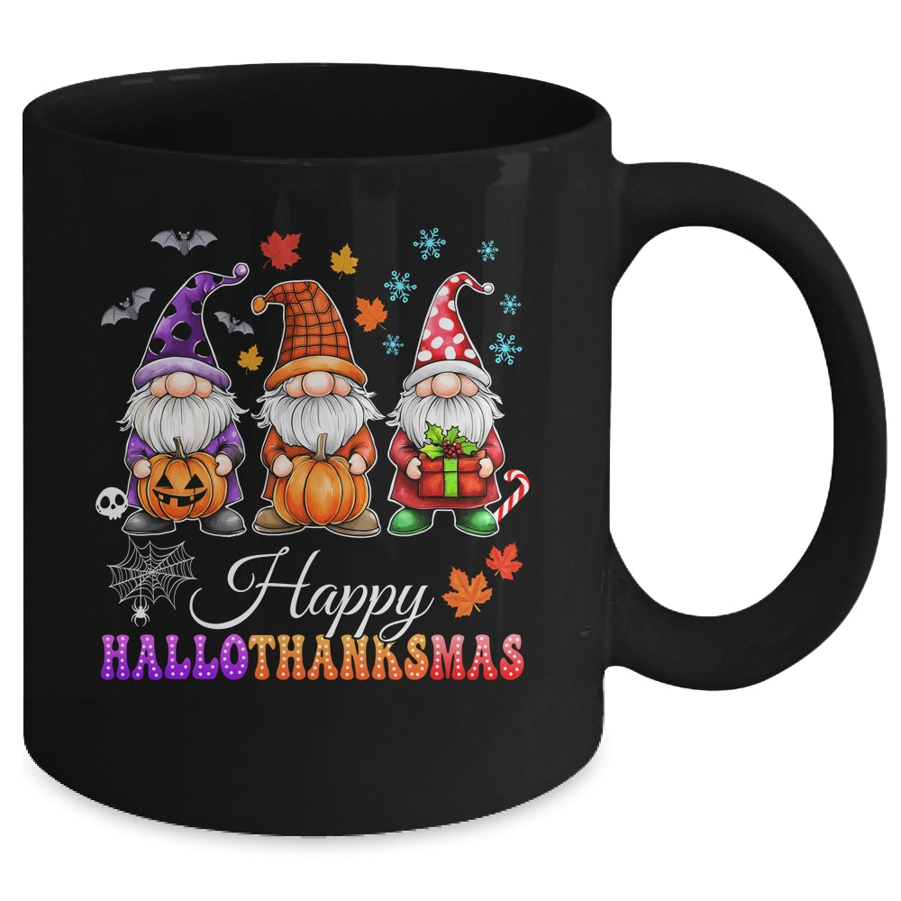 Halloween Thanksgiving Christmas Gnomes Happy HalloThanksMas Mug | siriusteestore