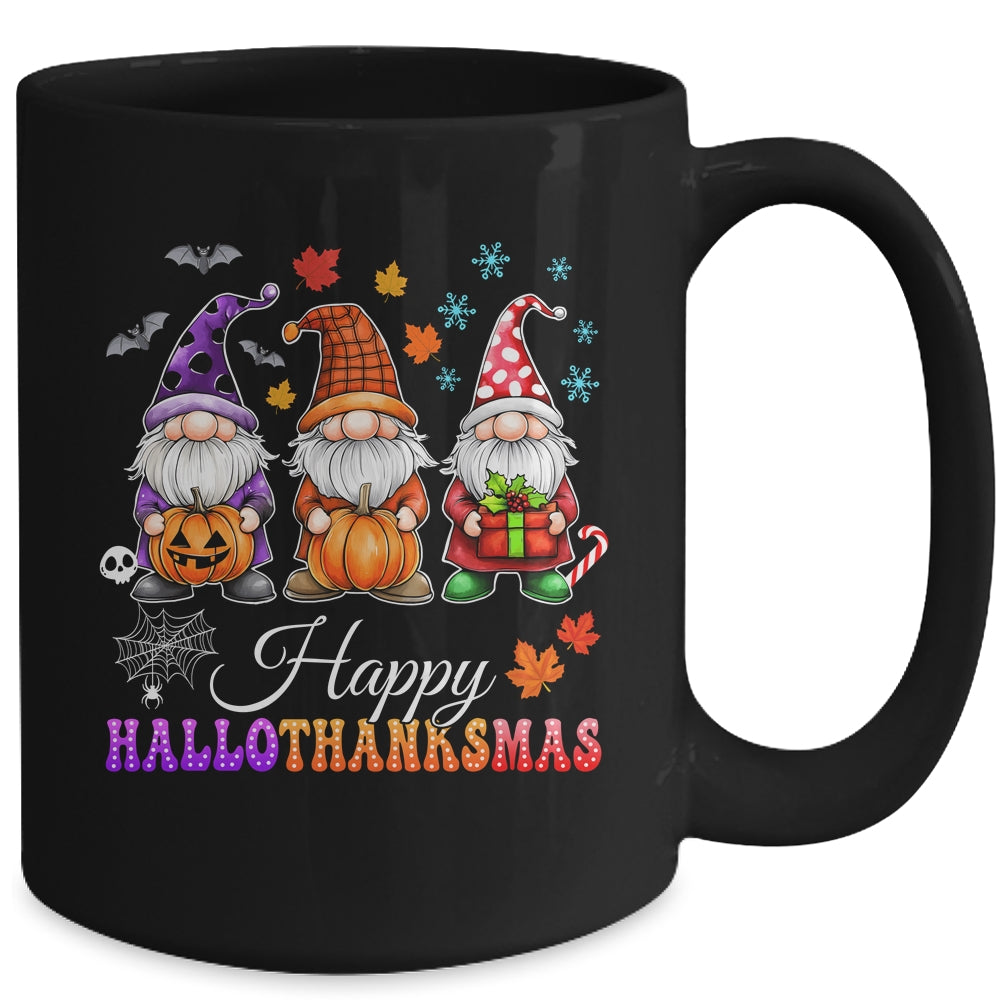 Halloween Thanksgiving Christmas Gnomes Happy HalloThanksMas Mug | siriusteestore