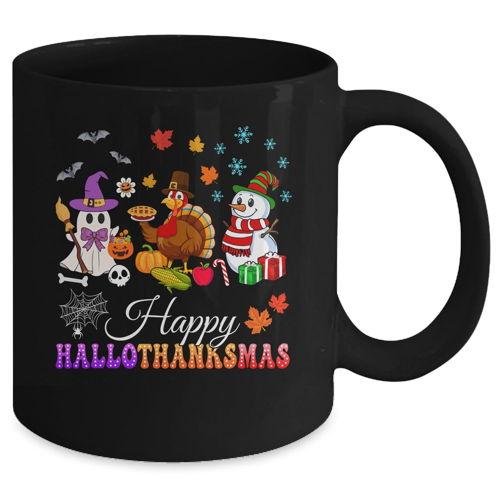 Halloween Thanksgiving Christmas Happy HalloThanksMas Kids Mug | siriusteestore