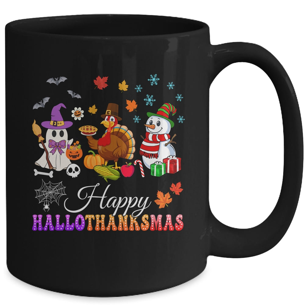 Halloween Thanksgiving Christmas Happy HalloThanksMas Kids Mug | siriusteestore