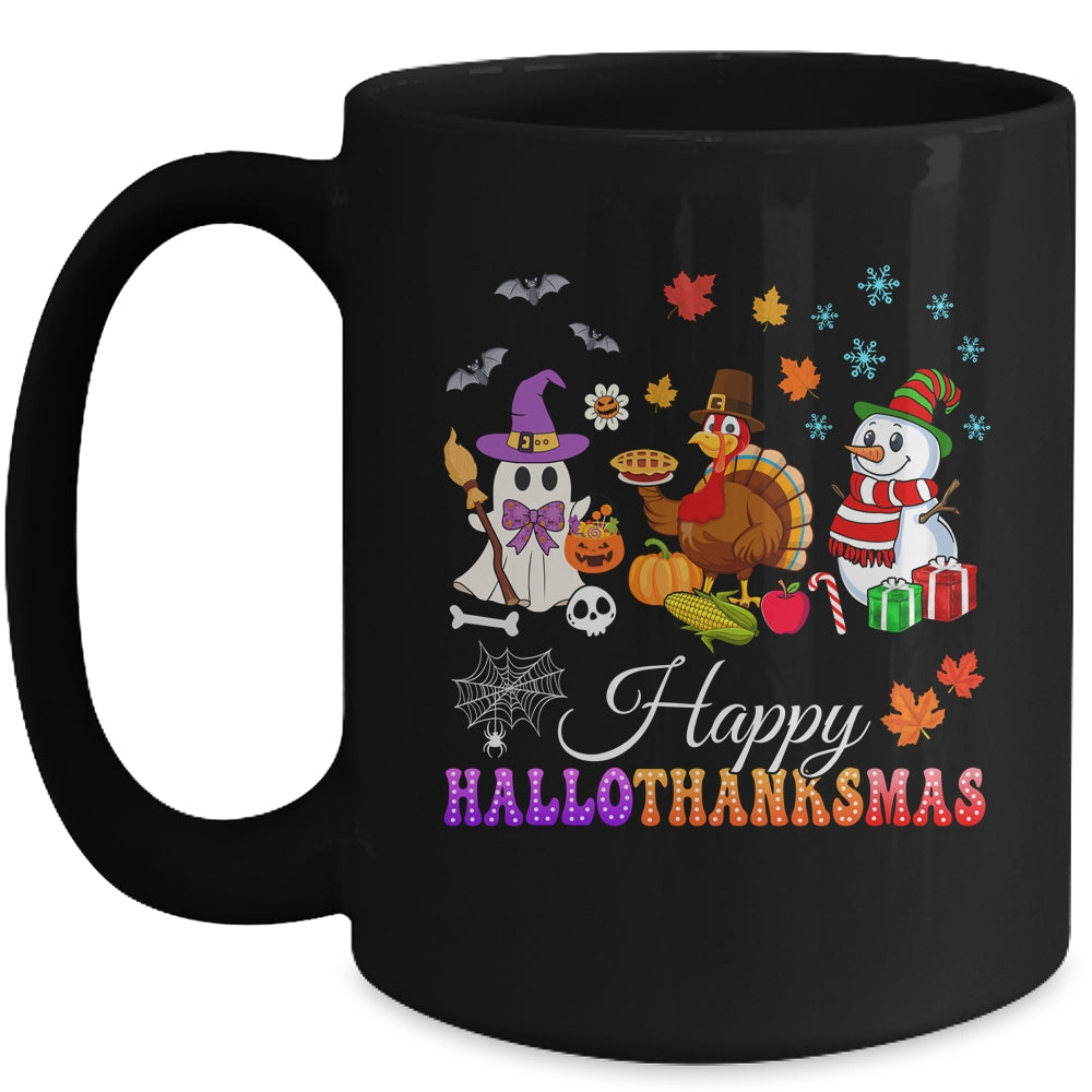Halloween Thanksgiving Christmas Happy HalloThanksMas Kids Mug | siriusteestore
