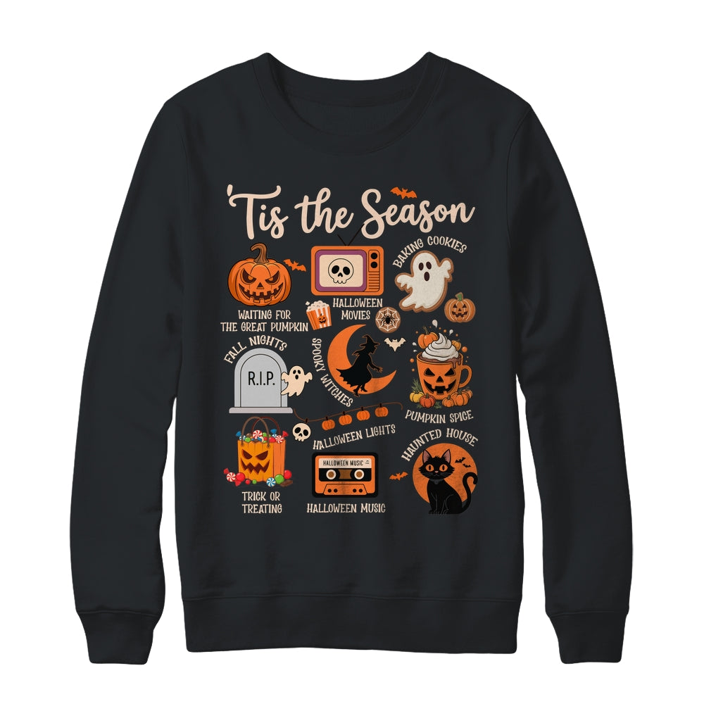 Halloween Tis The Season Spooky Witch Pumpkin Fall Retro Shirt & Sweatshirt | siriusteestore
