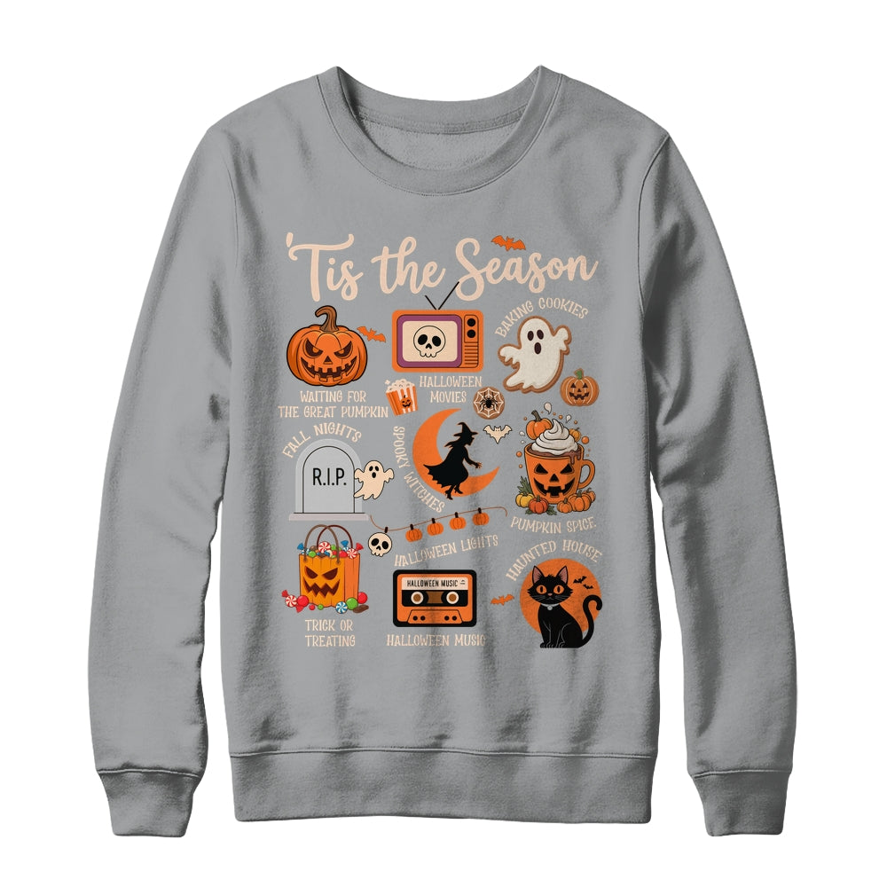 Halloween Tis The Season Spooky Witch Pumpkin Fall Retro Shirt & Sweatshirt | siriusteestore