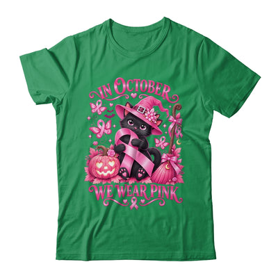 Halloween Witch Black Cat We Wear Pink Ribbon Breast Cancer Shirt & Sweatshirt | siriusteestore