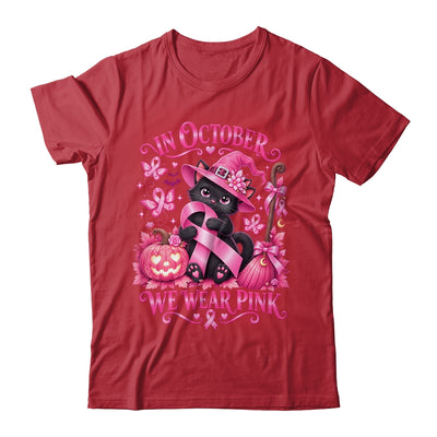 Halloween Witch Black Cat We Wear Pink Ribbon Breast Cancer Shirt & Sweatshirt | siriusteestore