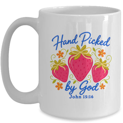 Hand Picked By God Strawberry Christian Faith Bible Verse Mug | siriusteestore