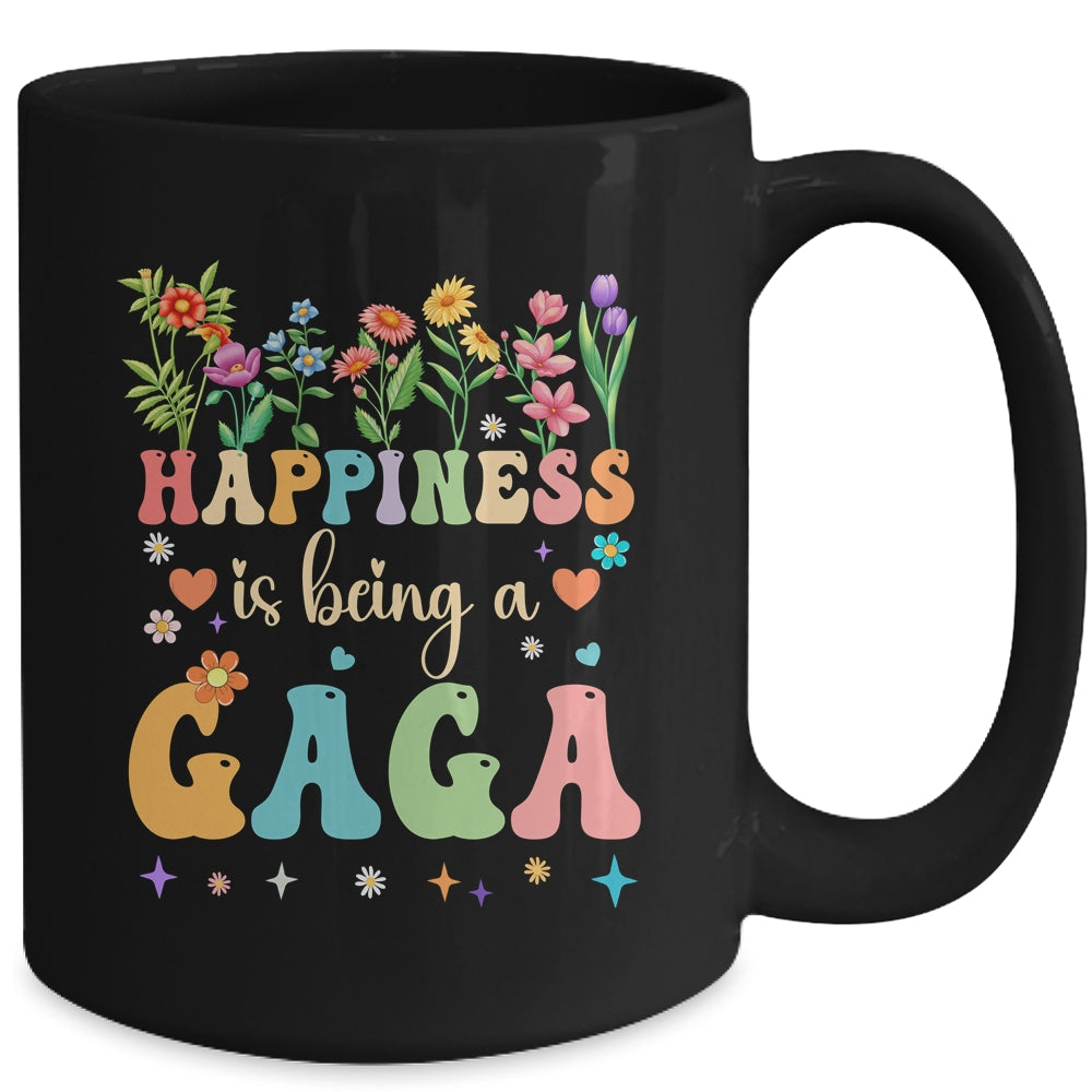 Happiness Is Being A Gaga Floral Design Gaga Mothers Day Mug | siriusteestore