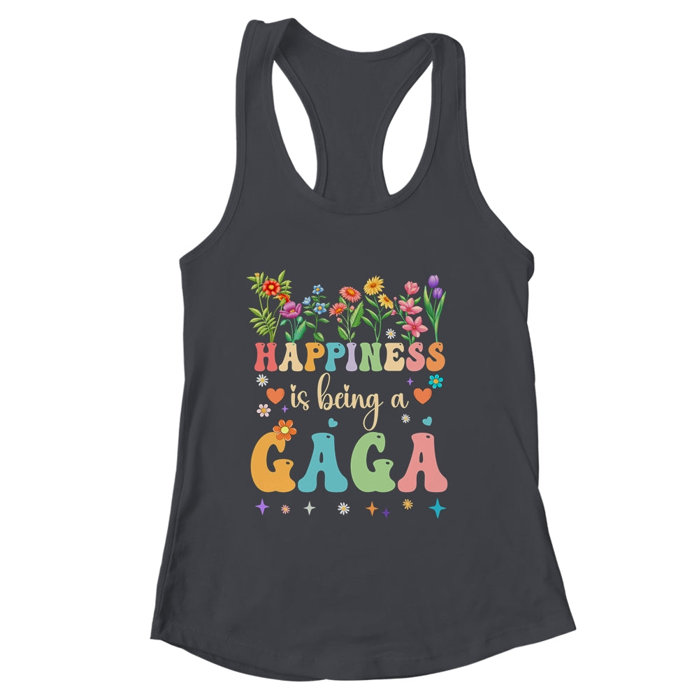 Happiness Is Being A Gaga Floral Design Gaga Mothers Day Shirt & Tank Top | siriusteestore