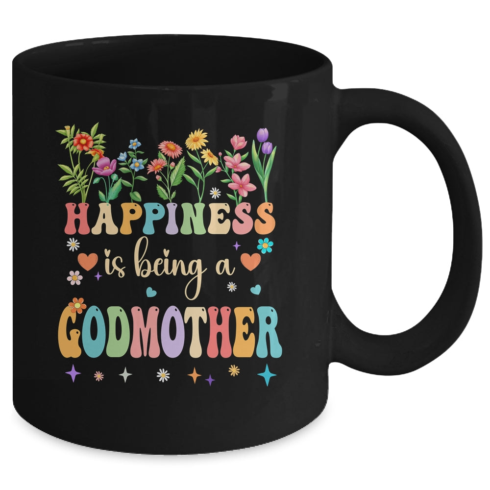 Happiness Is Being A Godmother Floral Design Godmother Mug | siriusteestore
