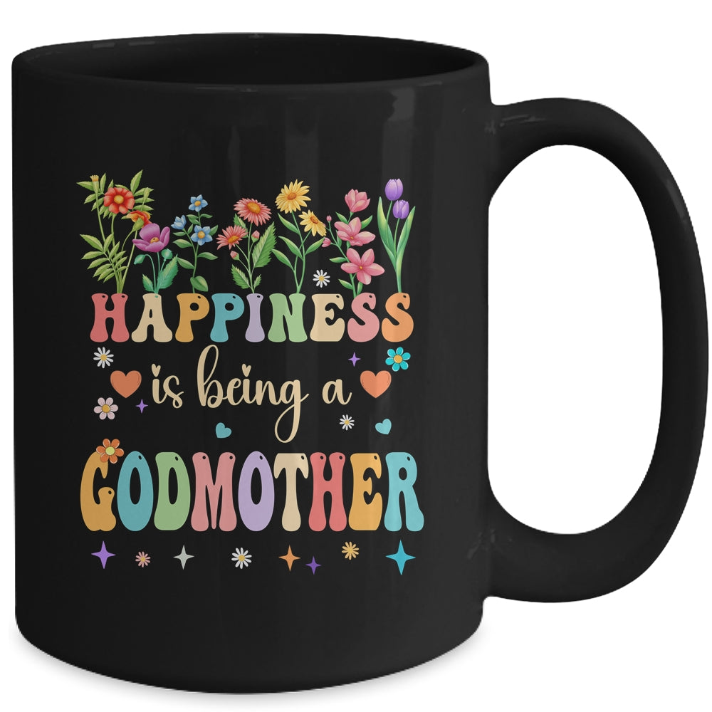 Happiness Is Being A Godmother Floral Design Godmother Mug | siriusteestore