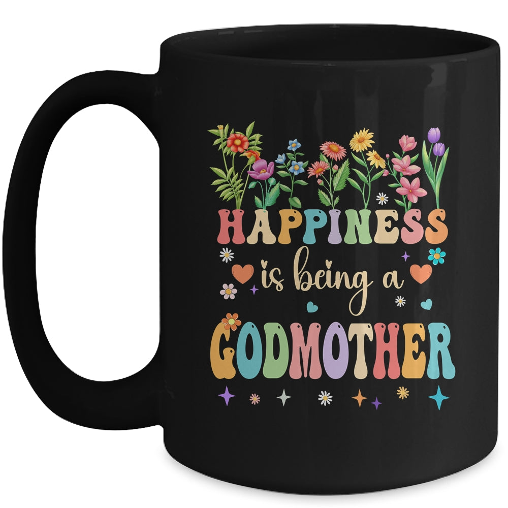 Happiness Is Being A Godmother Floral Design Godmother Mug | siriusteestore