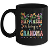 Happiness Is Being A Grandma Floral Design Grandma Mug | siriusteestore