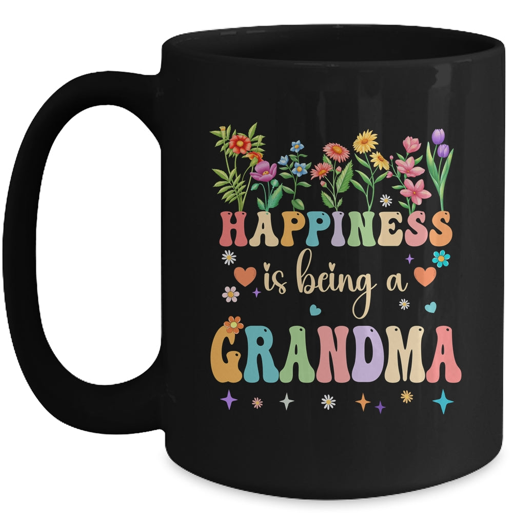 Happiness Is Being A Grandma Floral Design Grandma Mug | siriusteestore