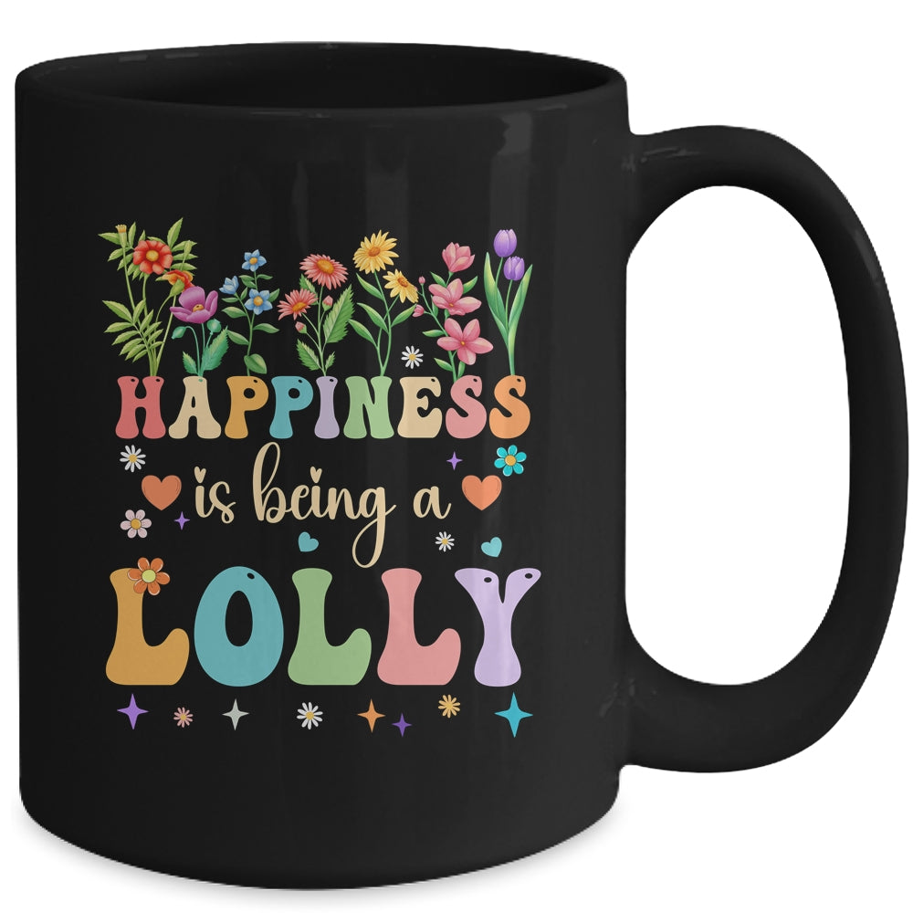 Happiness Is Being A Lolly Floral Design Lolly Mothers Day Mug | siriusteestore