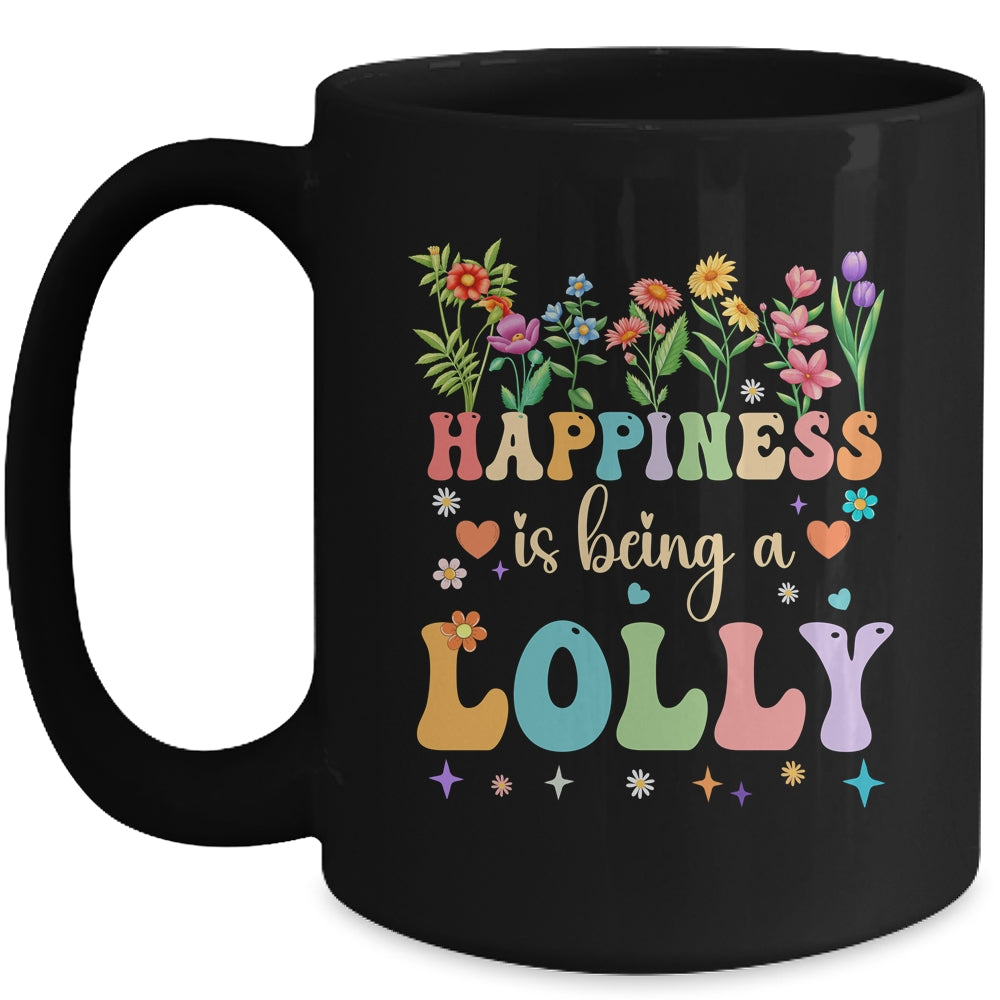 Happiness Is Being A Lolly Floral Design Lolly Mothers Day Mug | siriusteestore