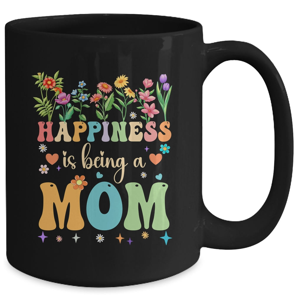Happiness Is Being A Mom Floral Design Mom Mothers Day Mug | siriusteestore