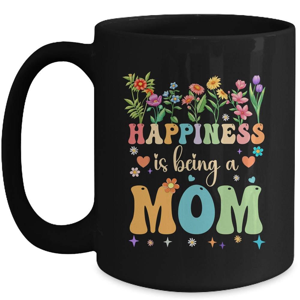 Happiness Is Being A Mom Floral Design Mom Mothers Day Mug | siriusteestore