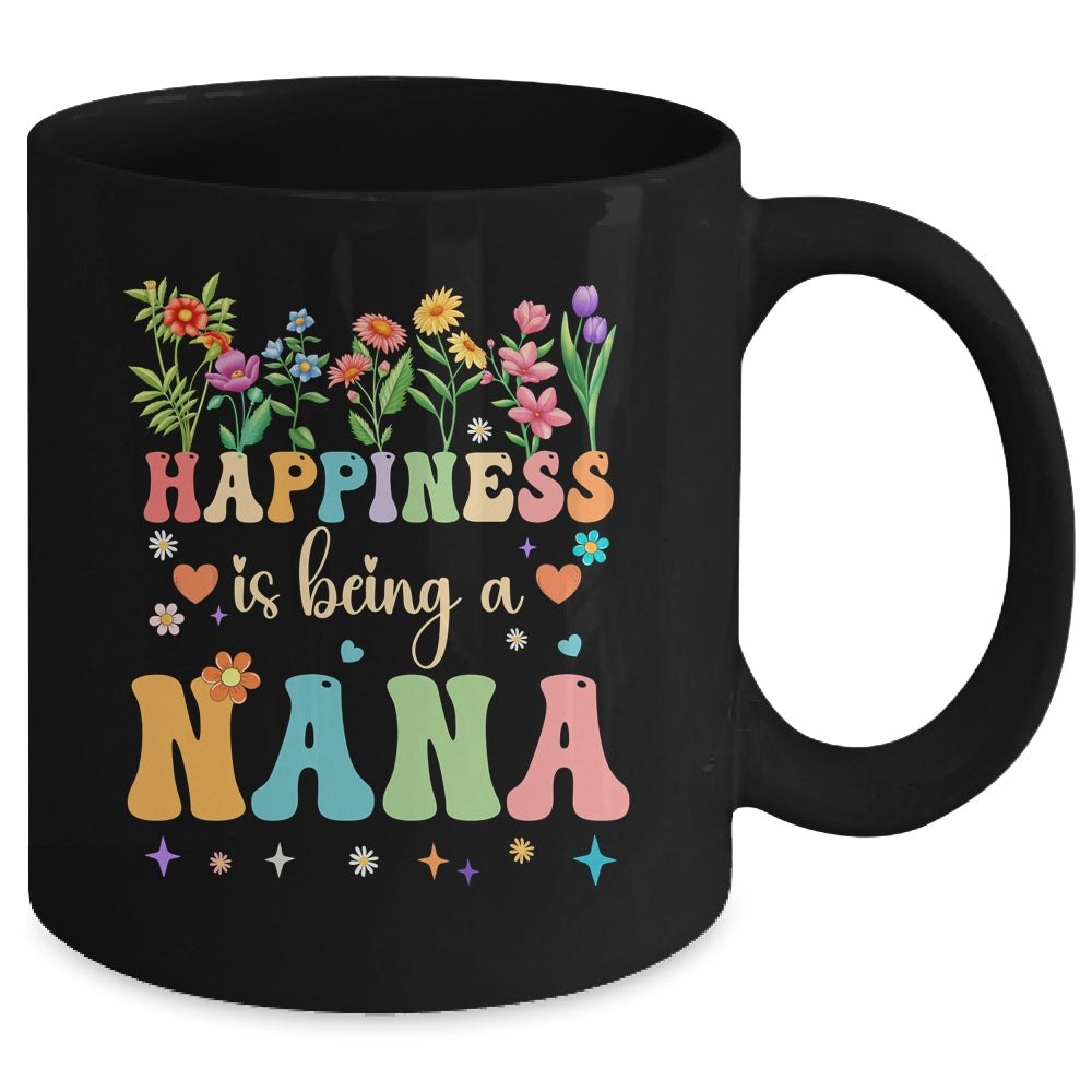 Happiness Is Being A Nana Floral Design Nana Mothers Day Mug | siriusteestore