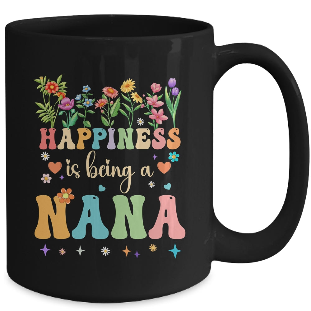 Happiness Is Being A Nana Floral Design Nana Mothers Day Mug | siriusteestore