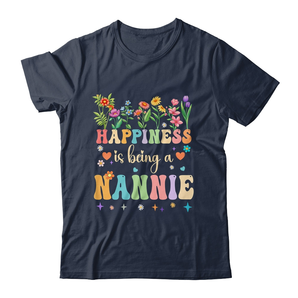 Happiness Is Being A Nannie Floral Design Nannie Mothers Day Shirt & Tank Top | siriusteestore