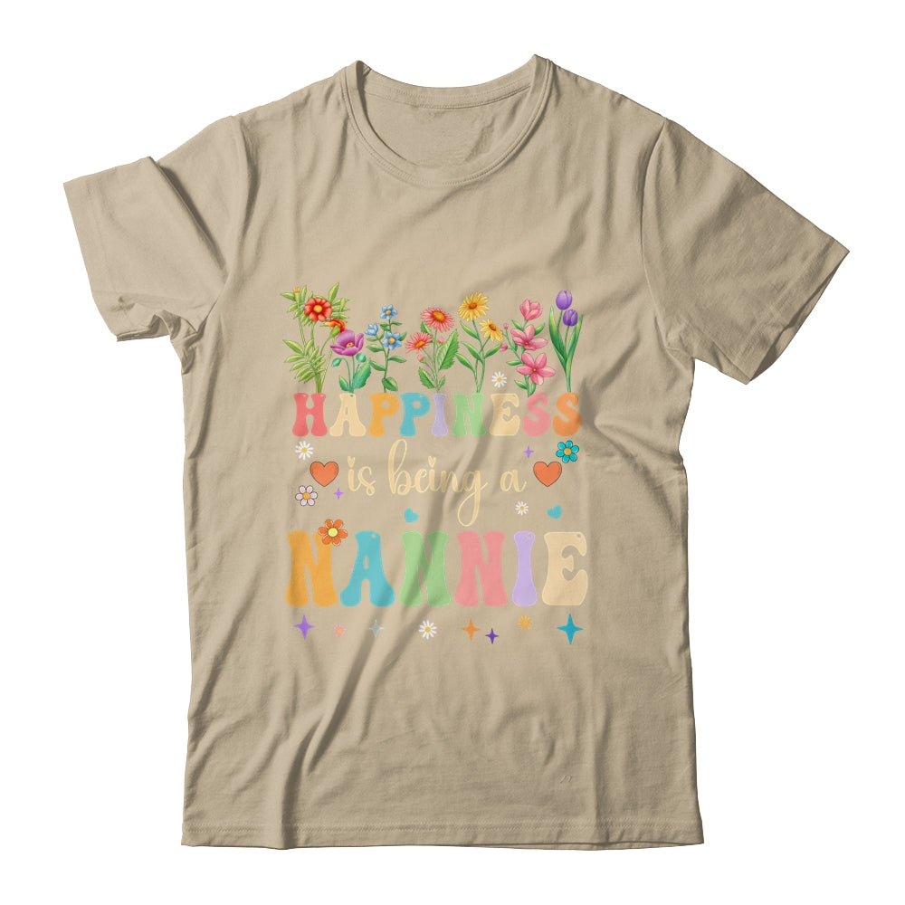 Happiness Is Being A Nannie Floral Design Nannie Mothers Day Shirt & Tank Top | siriusteestore
