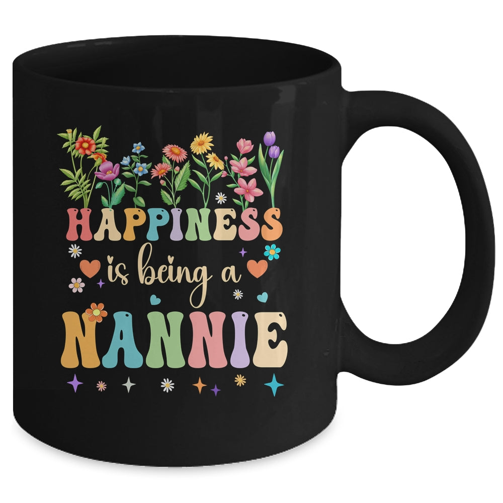 Happiness Is Being A Nannie Floral Design Nannie Mothers Day Mug | siriusteestore