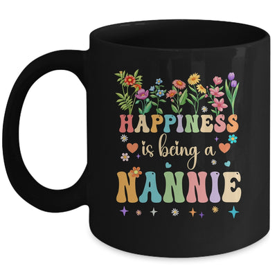 Happiness Is Being A Nannie Floral Design Nannie Mothers Day Mug | siriusteestore