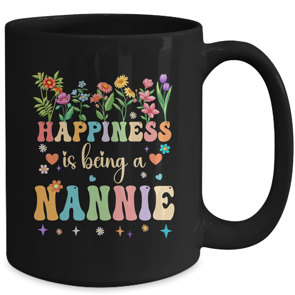 Happiness Is Being A Nannie Floral Design Nannie Mothers Day Mug | siriusteestore