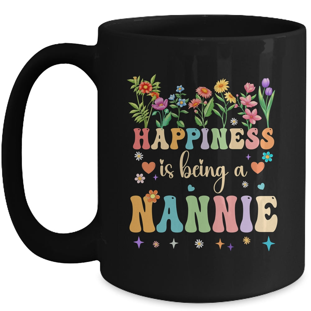 Happiness Is Being A Nannie Floral Design Nannie Mothers Day Mug | siriusteestore