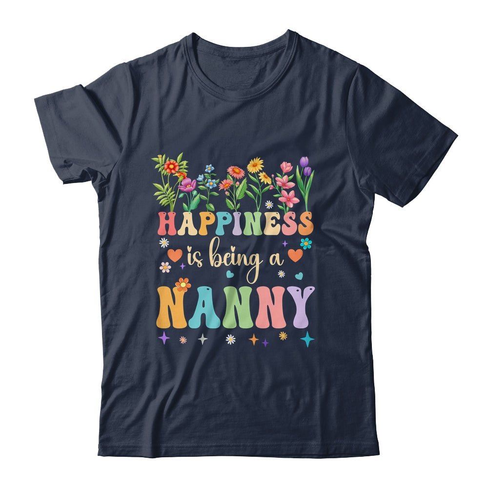 Happiness Is Being A Nanny Floral Design Nanny Mothers Day Shirt & Tank Top | siriusteestore